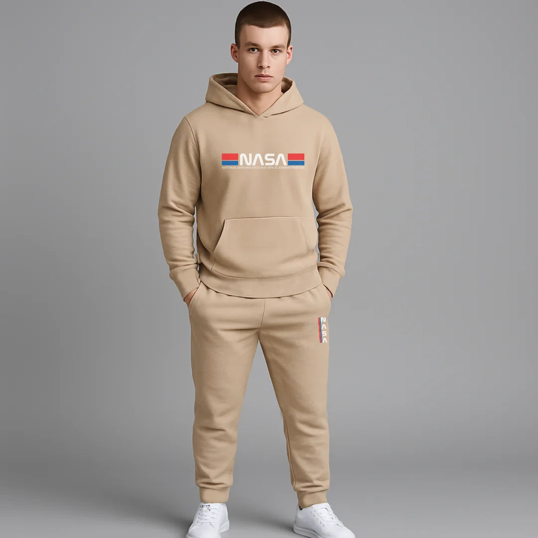 CONJUNTO SUDADERA JOGGER+HOODIE CON CAPOTA PARA HOMBRE NASA