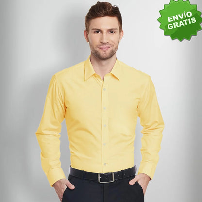 Camisa Slim Manga Larga Unicolor Para Hombre (Ref. 200)