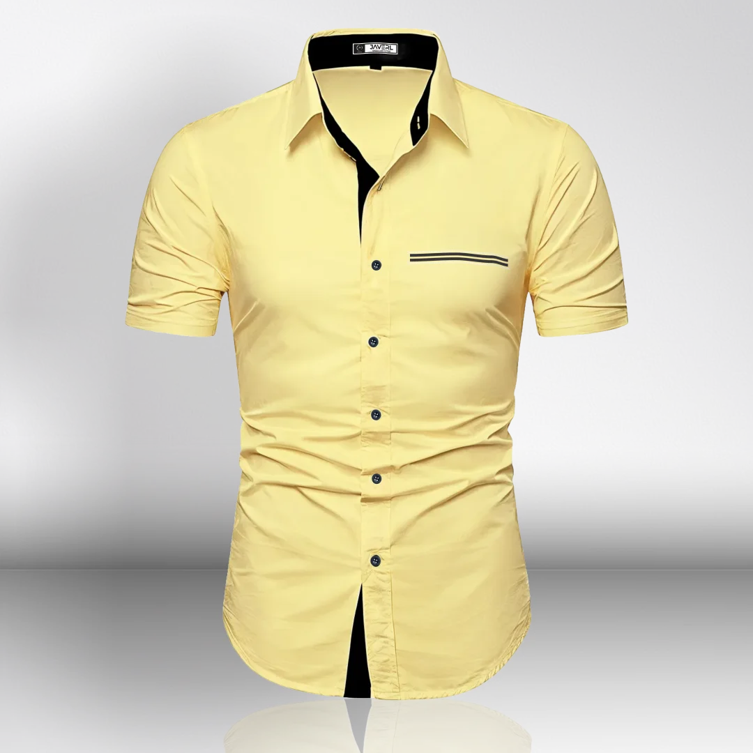 Camisa Slim Manga Corta Bolsillo Falso Para Hombre (Ref. 210)