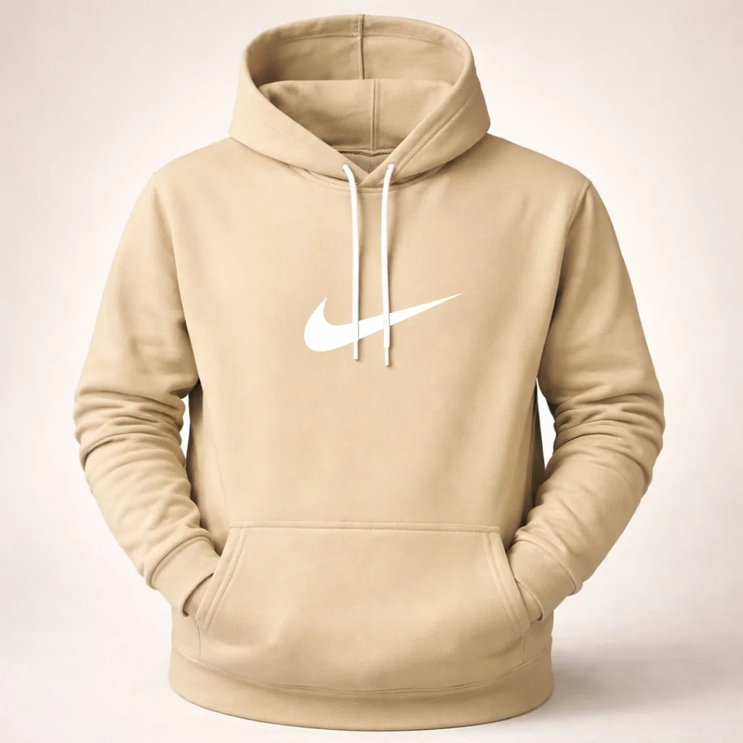 Hoodie Unicolor Estampado - Capucha Bolsillo Canguro B01 NK