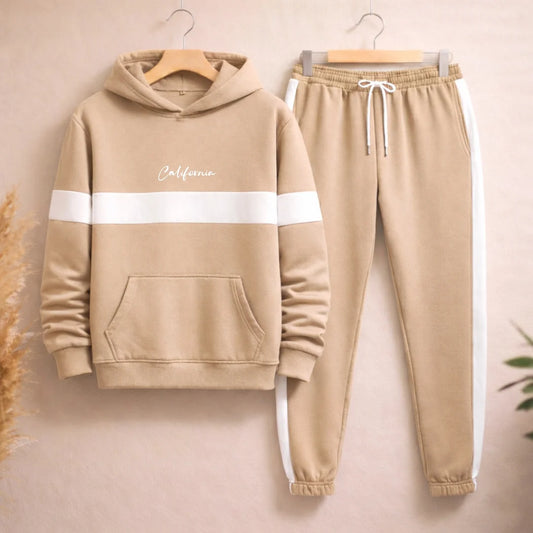 Sudadera Hombre Con Capucha y Bolsillo Canguro Franja Blanca D01 CA