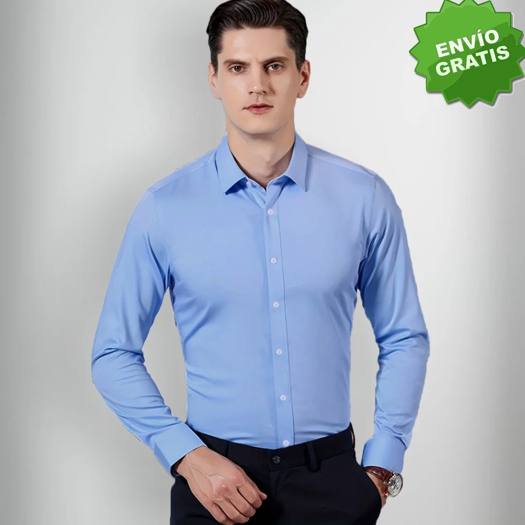 Camisa Slim Manga Larga Unicolor Para Hombre (Ref. 200)