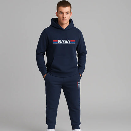 CONJUNTO SUDADERA JOGGER+HOODIE CON CAPOTA PARA HOMBRE NASA