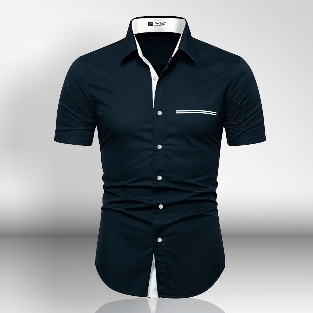 Camisa Slim Manga Corta Bolsillo Falso Para Hombre (Ref. 210)