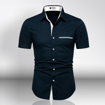 Camisa Slim Manga Corta Bolsillo Falso Para Hombre (Ref. 210)