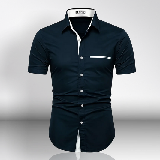 Camisa Slim Manga Corta Bolsillo Falso Para Hombre (Ref. 210)