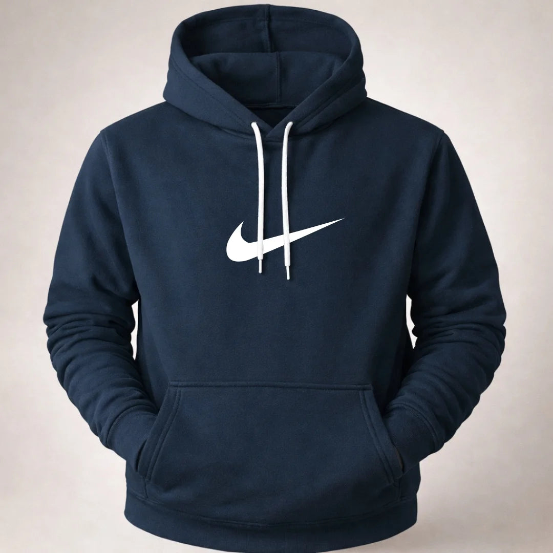 Hoodie Unicolor Estampado - Capucha Bolsillo Canguro B01 NK