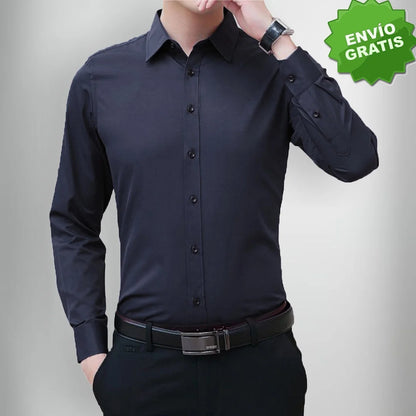 Camisa Slim Manga Larga Unicolor Para Hombre (Ref. 200)