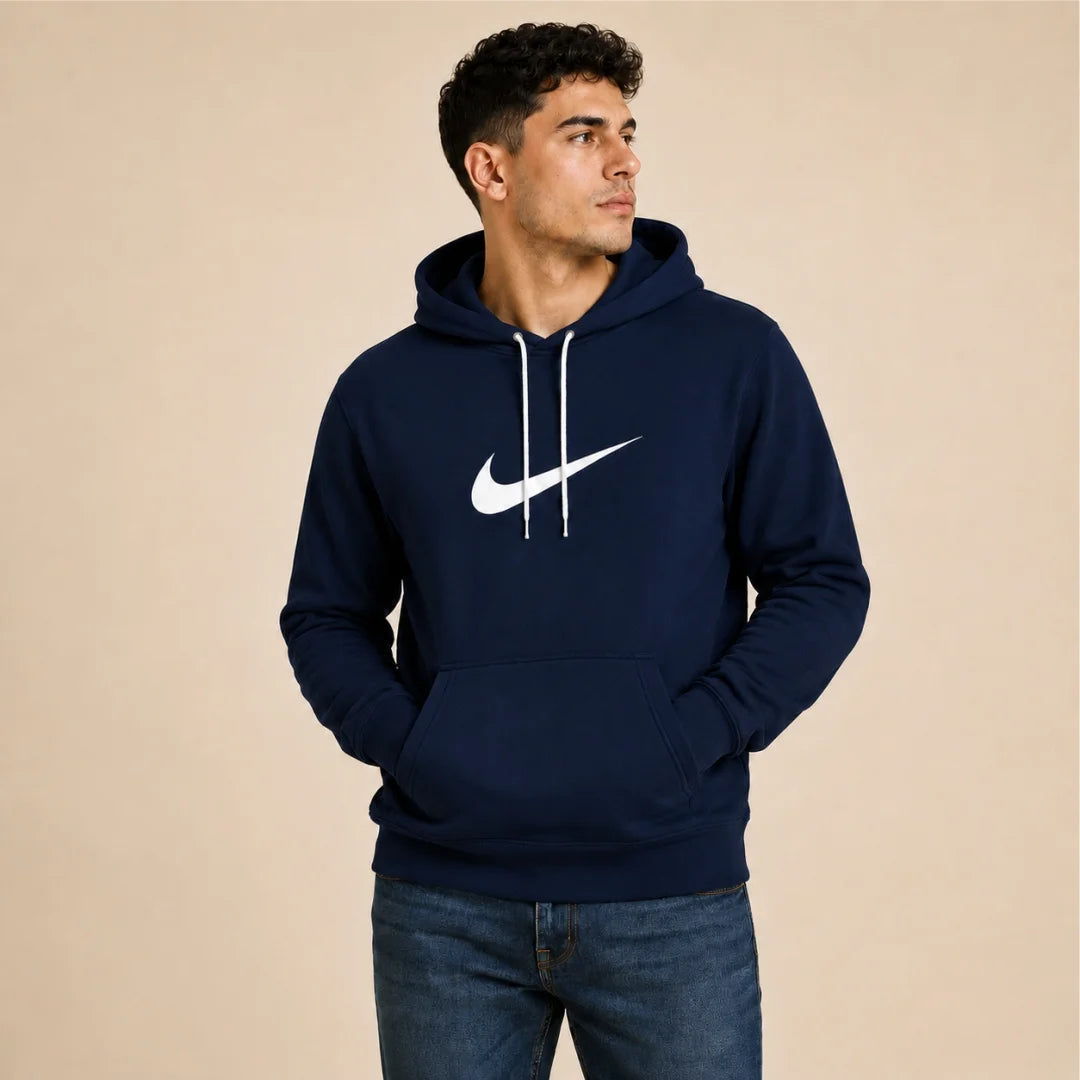 Hoodie Unicolor Estampado - Capucha Bolsillo Canguro B01 NK