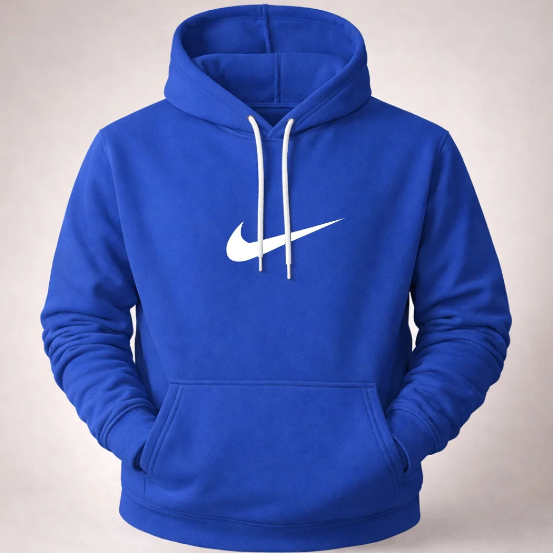 Hoodie Unicolor Estampado - Capucha Bolsillo Canguro B01 NK