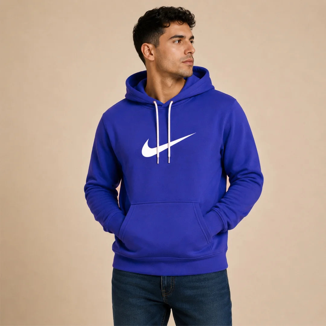 Hoodie Unicolor Estampado - Capucha Bolsillo Canguro B01 NK