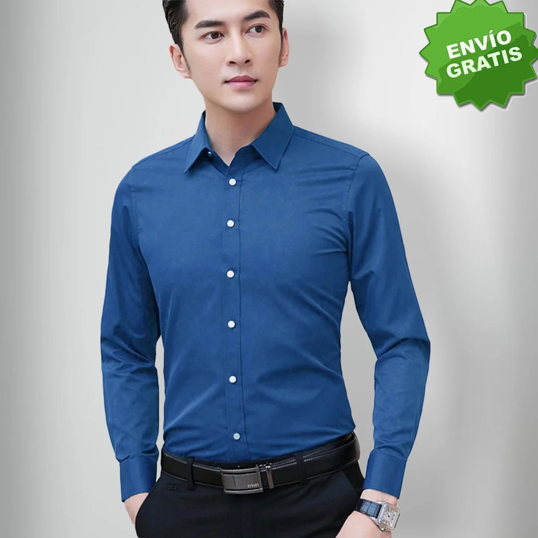 Camisa Slim Manga Larga Unicolor Para Hombre (Ref. 200)