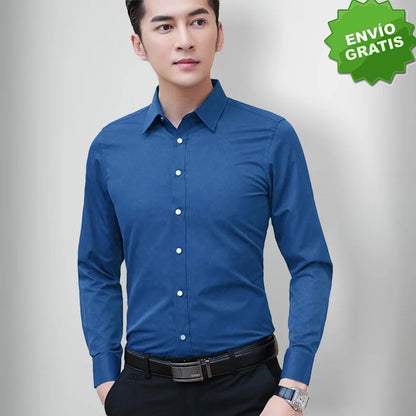 Camisa Slim Manga Larga Unicolor Para Hombre (Ref. 200)