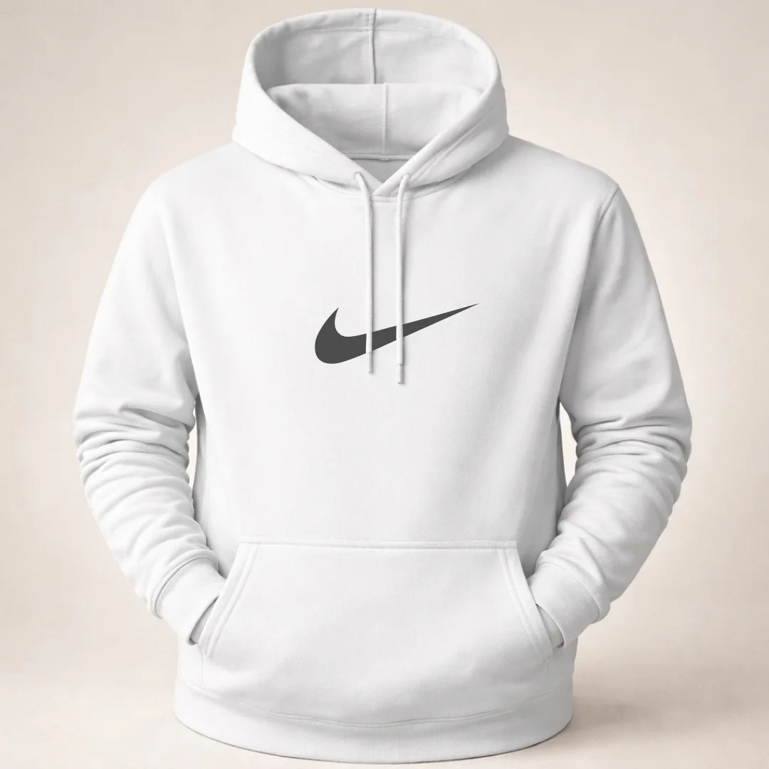 Hoodie Unicolor Estampado - Capucha Bolsillo Canguro B01 NK