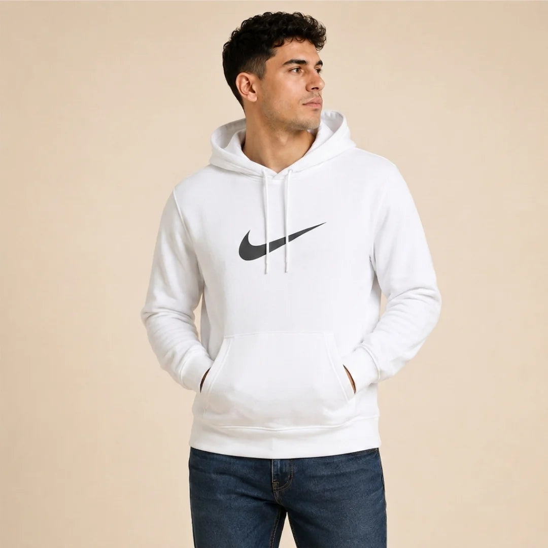 Hoodie Unicolor Estampado - Capucha Bolsillo Canguro B01 NK