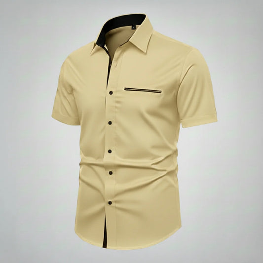 Camisa Slim Manga Corta Bolsillo Falso Para Hombre (Ref. 210)-Envio Gratis