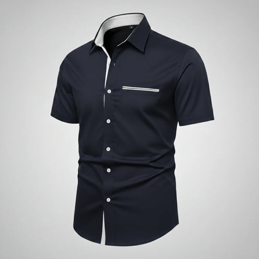 Camisa Slim Manga Corta Bolsillo Falso Para Hombre (Ref. 210)-Envio Gratis