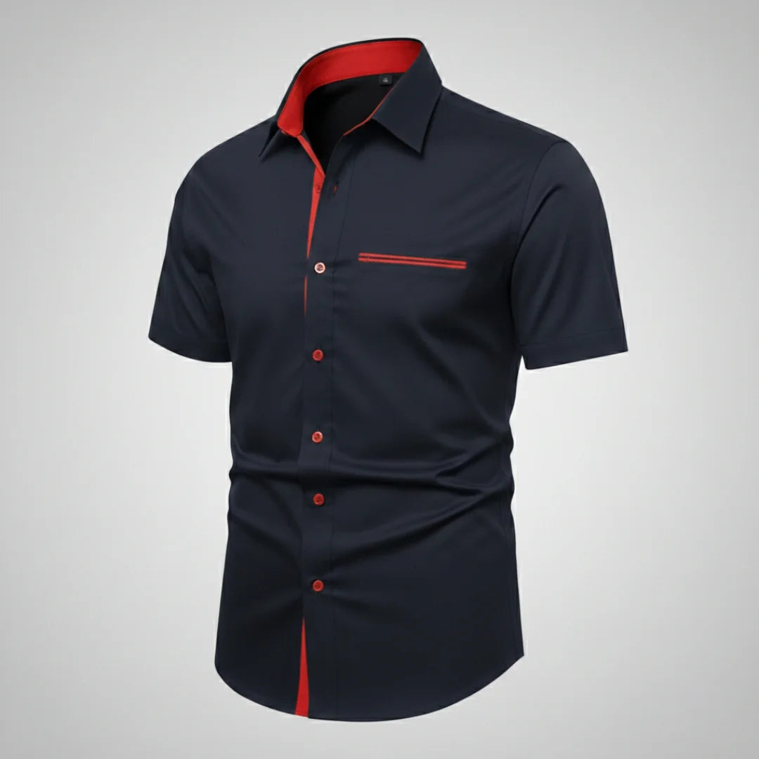 Camisa Slim Manga Corta Bolsillo Falso Para Hombre (Ref. 210)-Envio Gratis