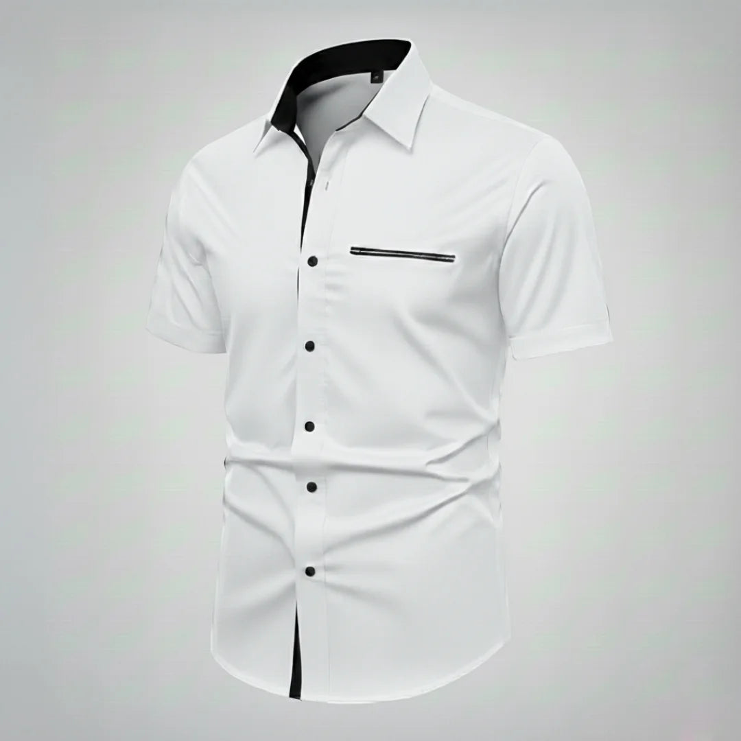 Camisa Slim Manga Corta Bolsillo Falso Para Hombre (Ref. 210)-Envio Gratis