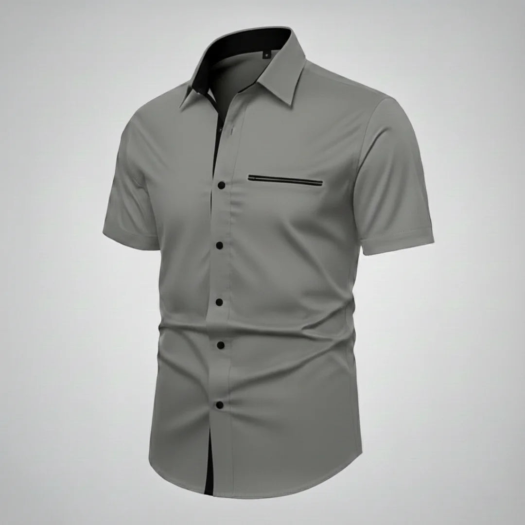 Camisa Slim Manga Corta Bolsillo Falso Para Hombre (Ref. 210)-Envio Gratis