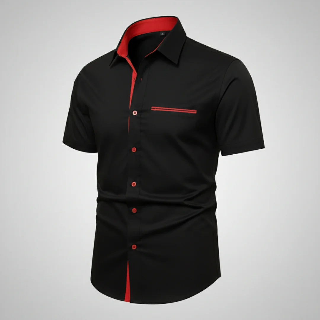 Camisa Slim Manga Corta Bolsillo Falso Para Hombre (Ref. 210)-Envio Gratis