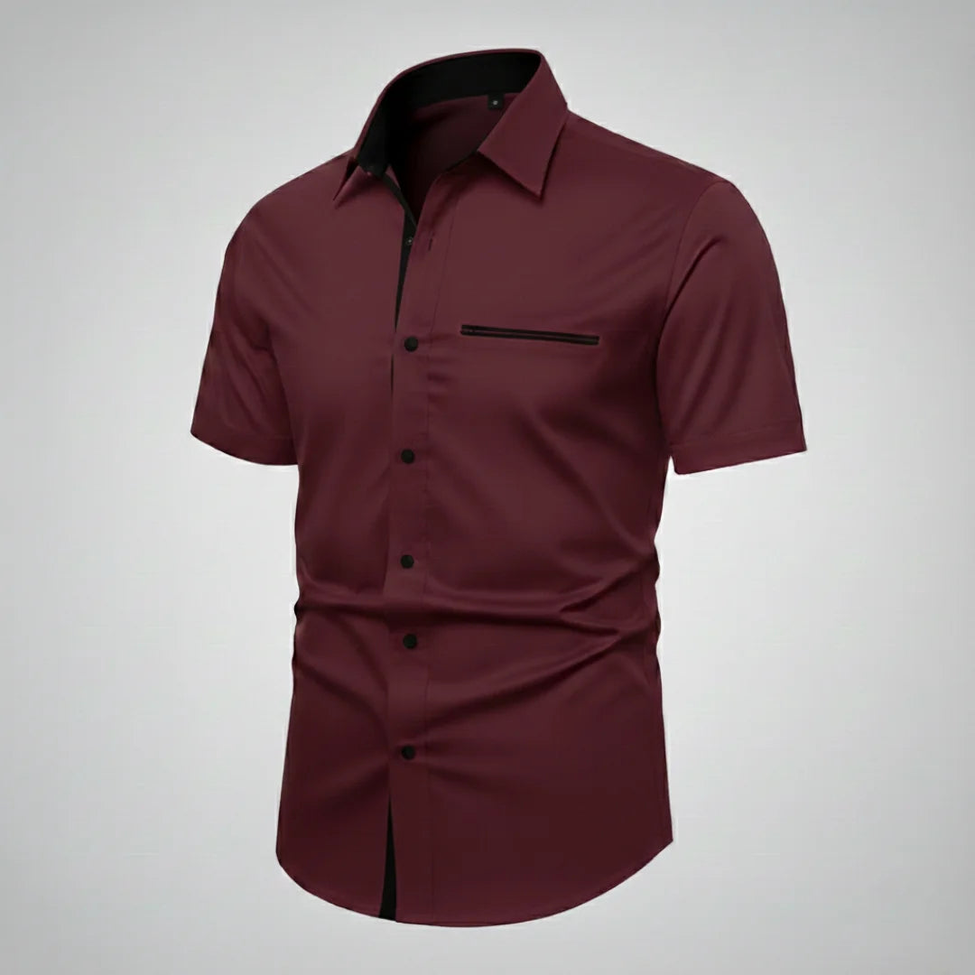 Camisa Slim Manga Corta Bolsillo Falso Para Hombre (Ref. 210)-Envio Gratis