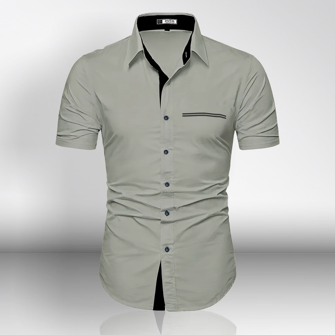 Camisa Slim Manga Corta Bolsillo Falso Para Hombre (Ref. 210)