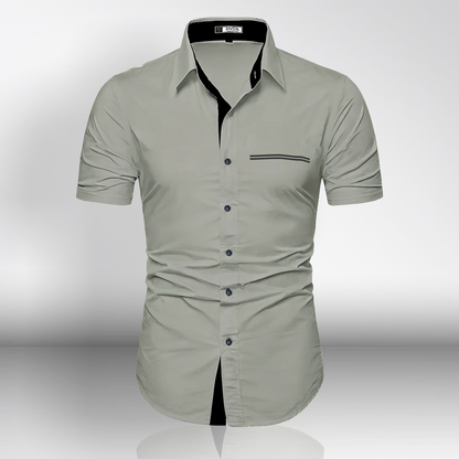 Camisa Slim Manga Corta Bolsillo Falso Para Hombre (Ref. 210)
