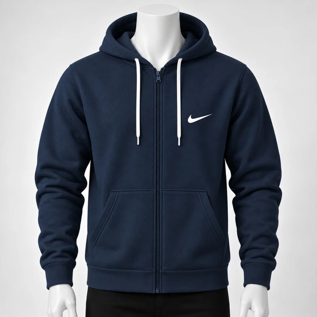 Buso Hoodie Rojo para Hombre – Capucha, Bolsillo Canguro y Cierre Frontal Nike (E01)