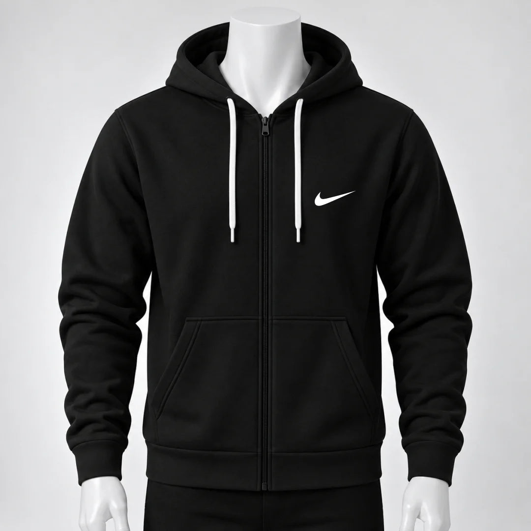 Buso Hoodie Rojo para Hombre – Capucha, Bolsillo Canguro y Cierre Frontal Nike (E01)