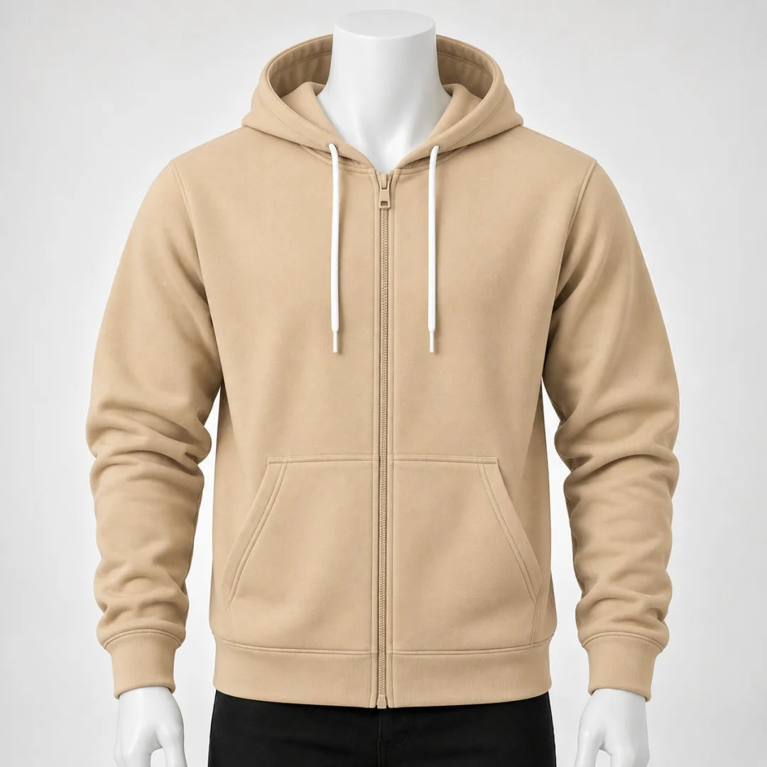 Buso Hoodie Rojo para Hombre – Capucha, Bolsillo Canguro y Cierre Frontal (E01)