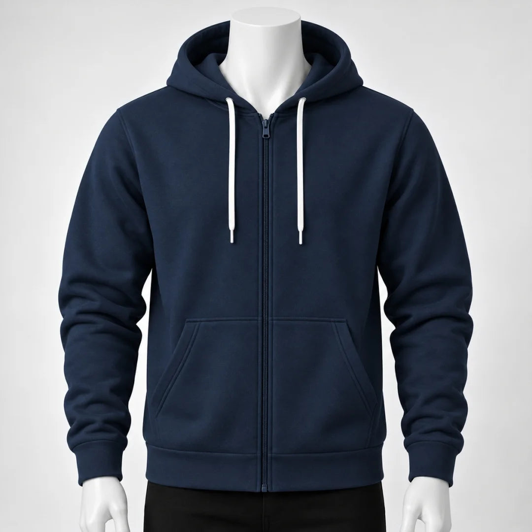 Buso Hoodie Rojo para Hombre – Capucha, Bolsillo Canguro y Cierre Frontal (E01)