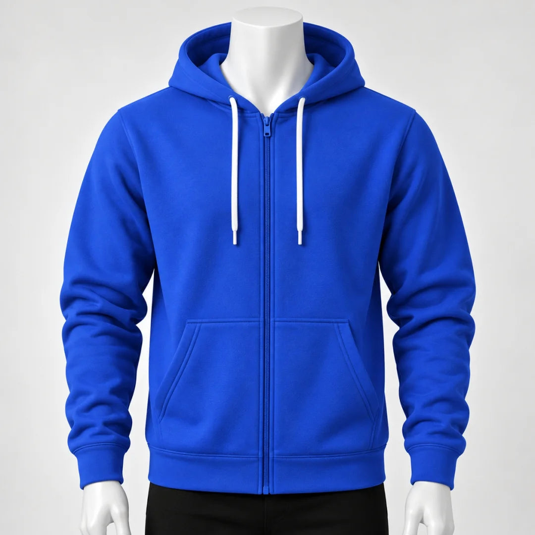 Buso Hoodie Rojo para Hombre – Capucha, Bolsillo Canguro y Cierre Frontal (E01)