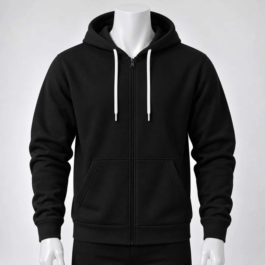 Buso Hoodie Rojo para Hombre – Capucha, Bolsillo Canguro y Cierre Frontal (E01)