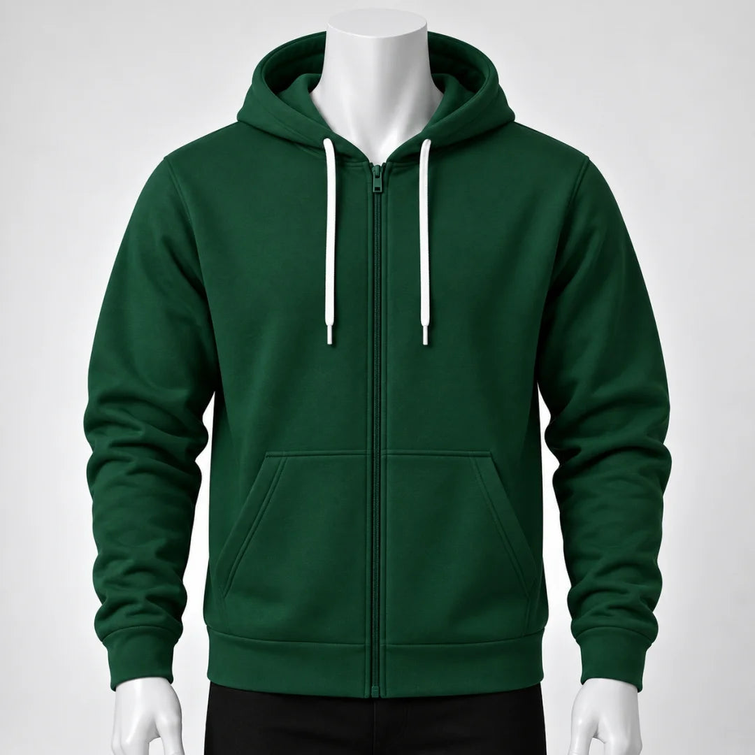 Buso Hoodie Rojo para Hombre – Capucha, Bolsillo Canguro y Cierre Frontal (E01)
