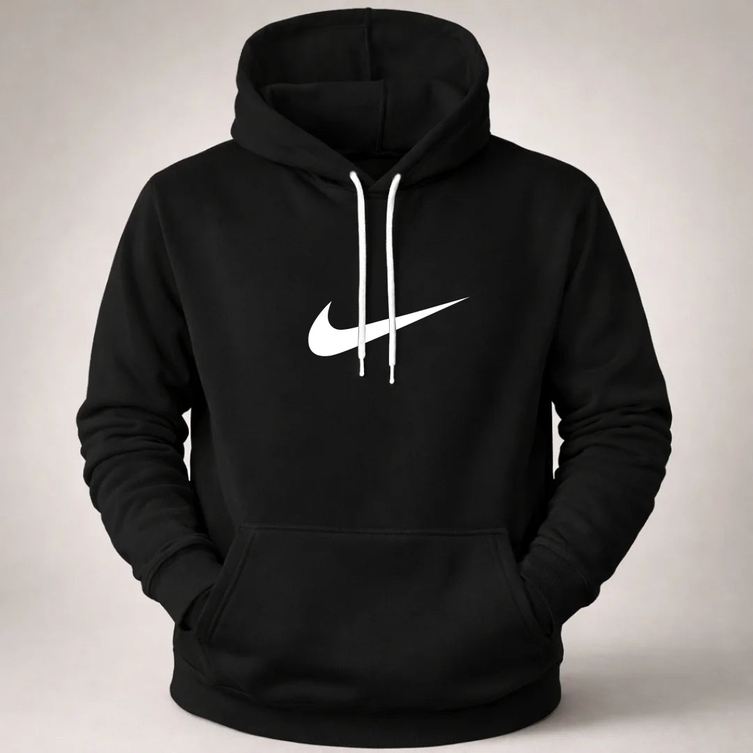 Hoodie Unicolor Estampado - Capucha Bolsillo Canguro B01 NK