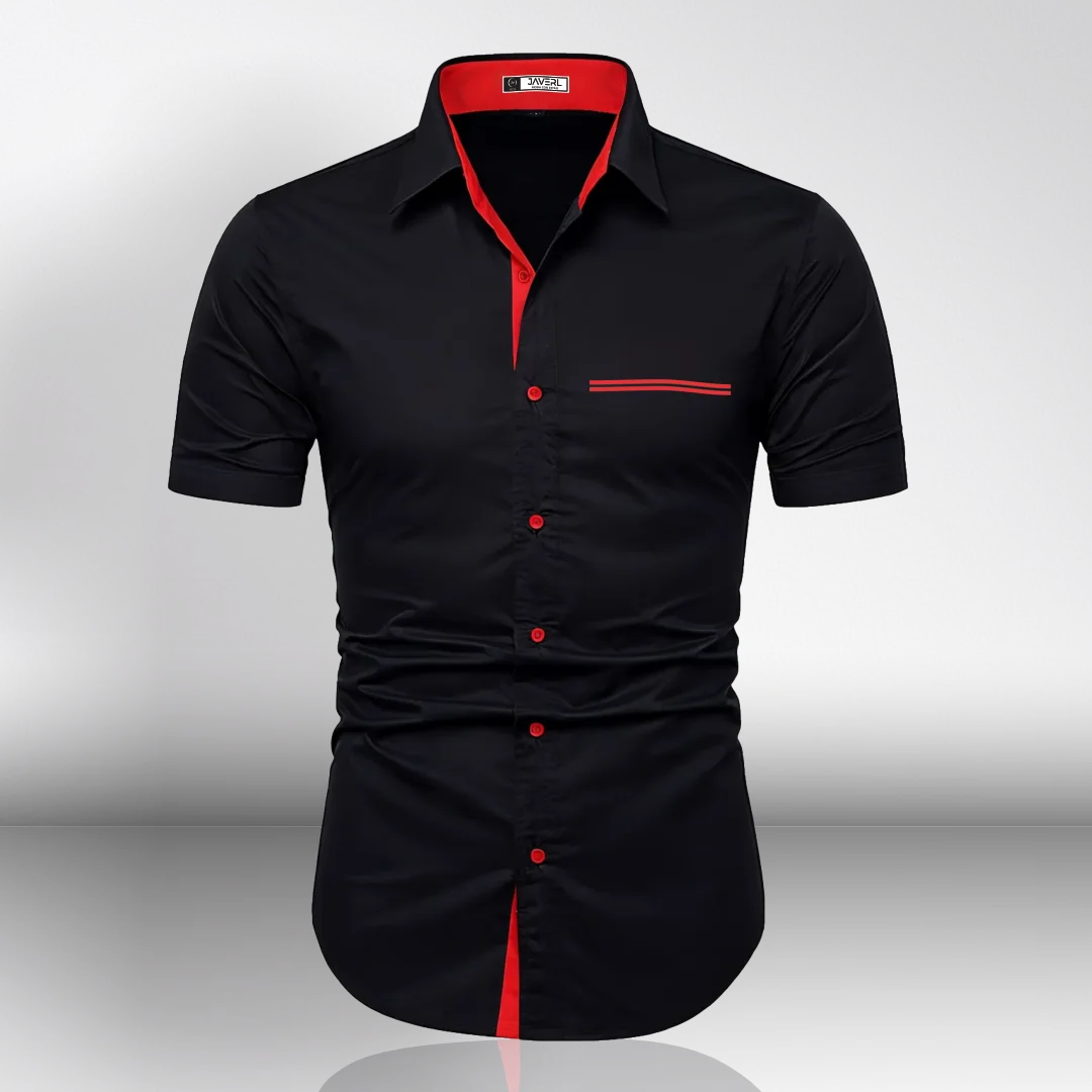 Camisa Slim Manga Corta Bolsillo Falso Para Hombre (Ref. 210)