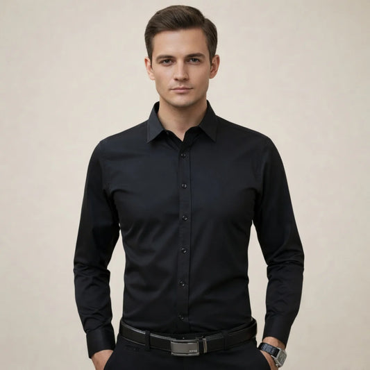 Camisa Slim Unicolor para Hombre – Manga Larga (Ref. 200)