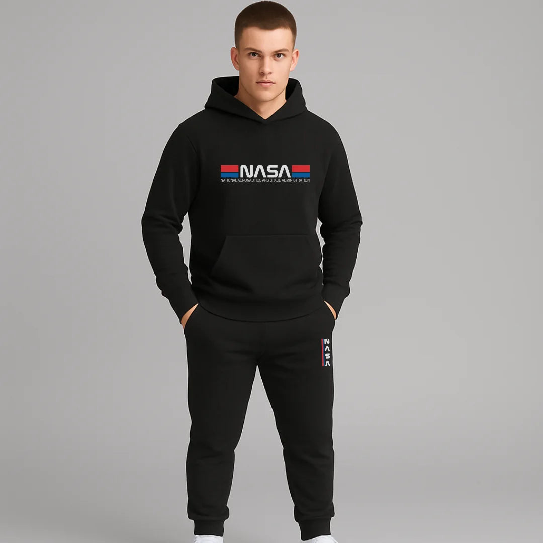 CONJUNTO SUDADERA JOGGER+HOODIE CON CAPOTA PARA HOMBRE NASA