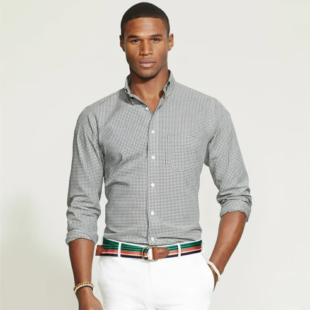 Camisa de Hombre Cuadros Manga Larga con Bolsillo – Elegancia y Comodidad