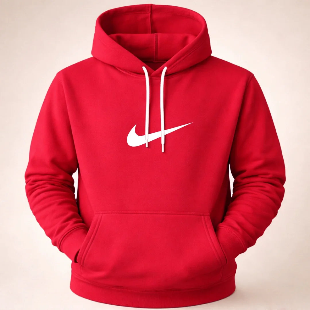 Hoodie Unicolor Estampado - Capucha Bolsillo Canguro B01 NK
