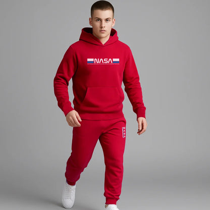 CONJUNTO SUDADERA JOGGER+HOODIE CON CAPOTA PARA HOMBRE NASA