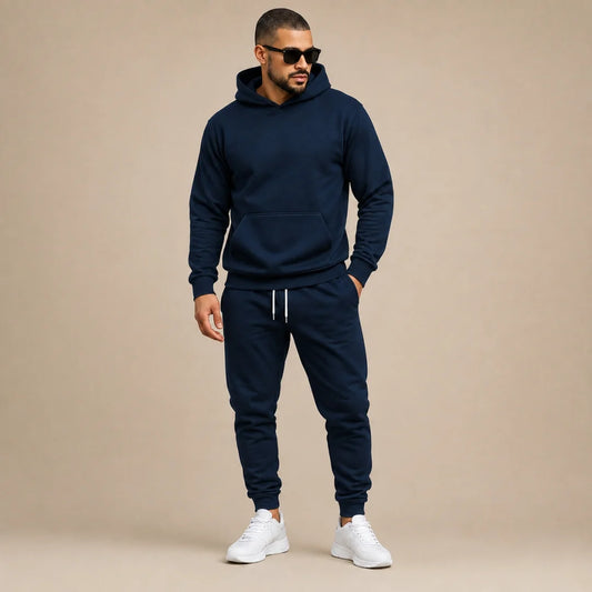 Conjunto Unicolor Hombre Buso Con Capota+Pantalon Sin Estampado (SH01)
