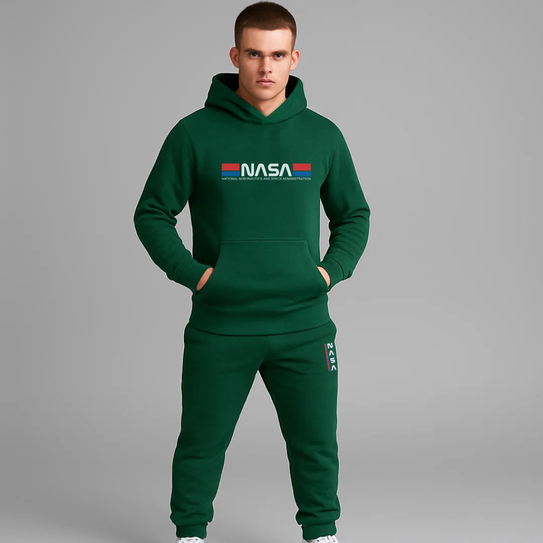 CONJUNTO SUDADERA JOGGER+HOODIE CON CAPOTA PARA HOMBRE NASA
