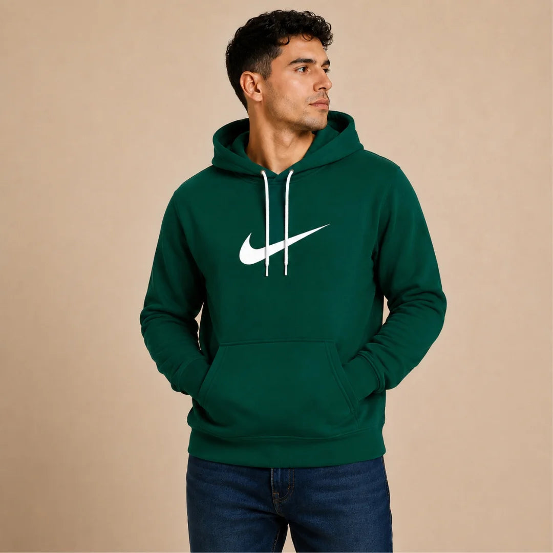 Hoodie Unicolor Estampado - Capucha Bolsillo Canguro B01 NK