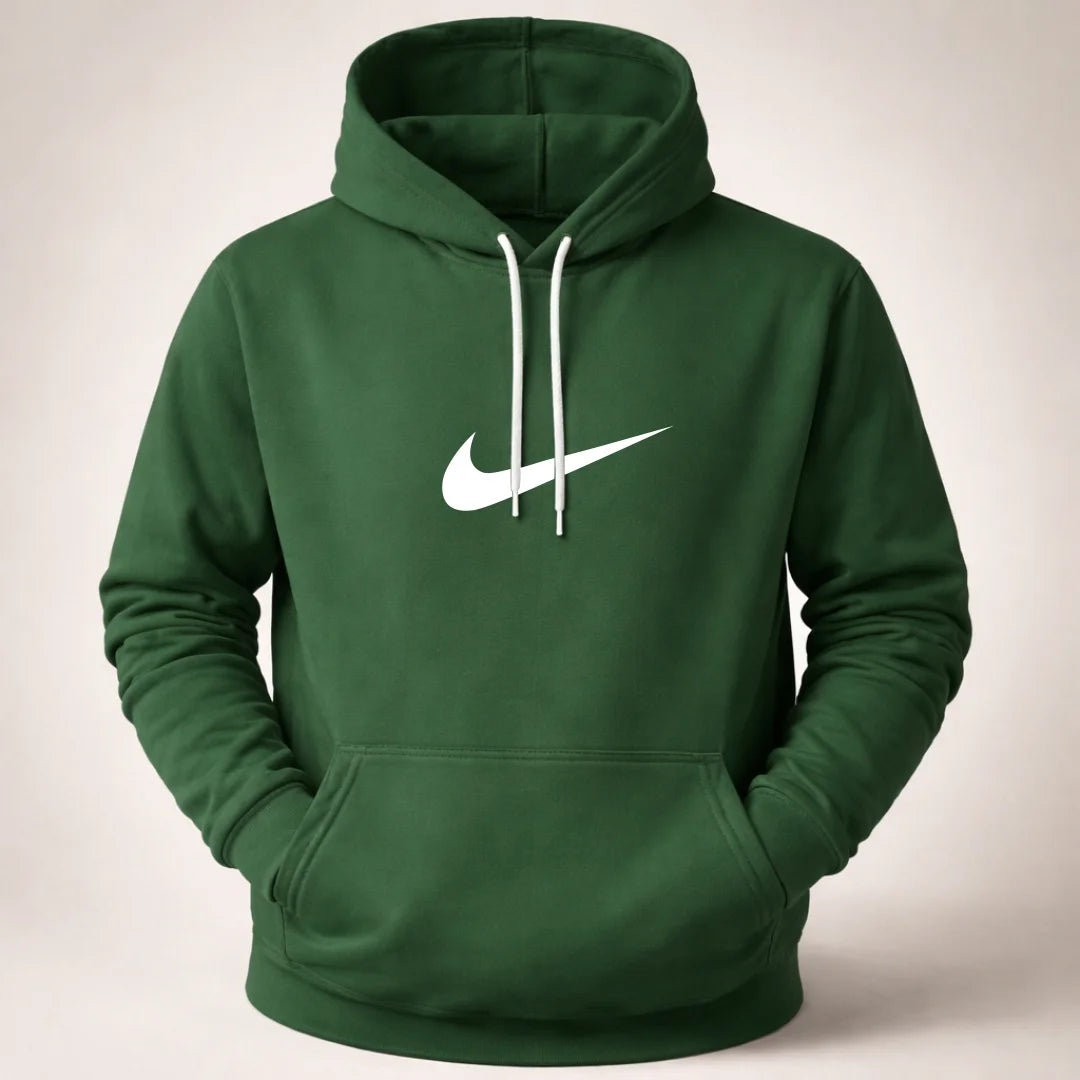 Hoodie Unicolor Estampado - Capucha Bolsillo Canguro B01 NK