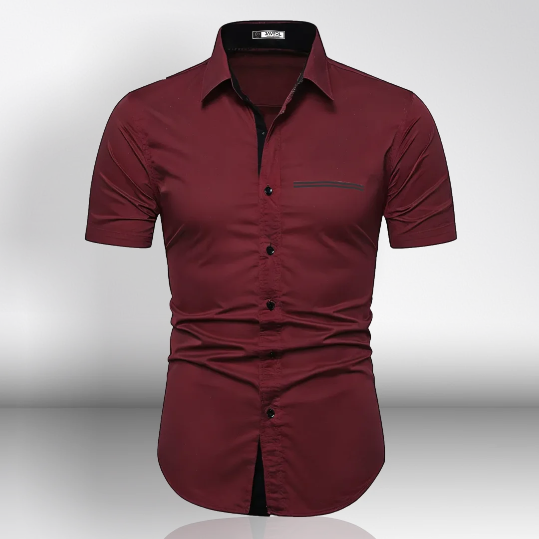 Camisa Slim Manga Corta Bolsillo Falso Para Hombre (Ref. 210)